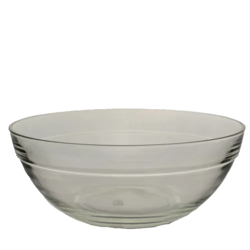 Clear Glass Mixing Bowl With Large Ribbed Lip
