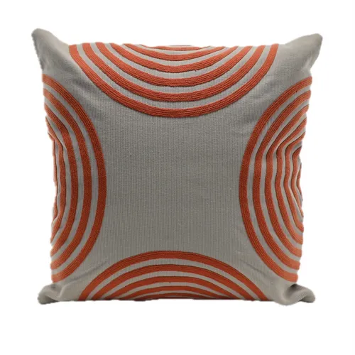 Beige With Orange Rainbows Throw Pillow