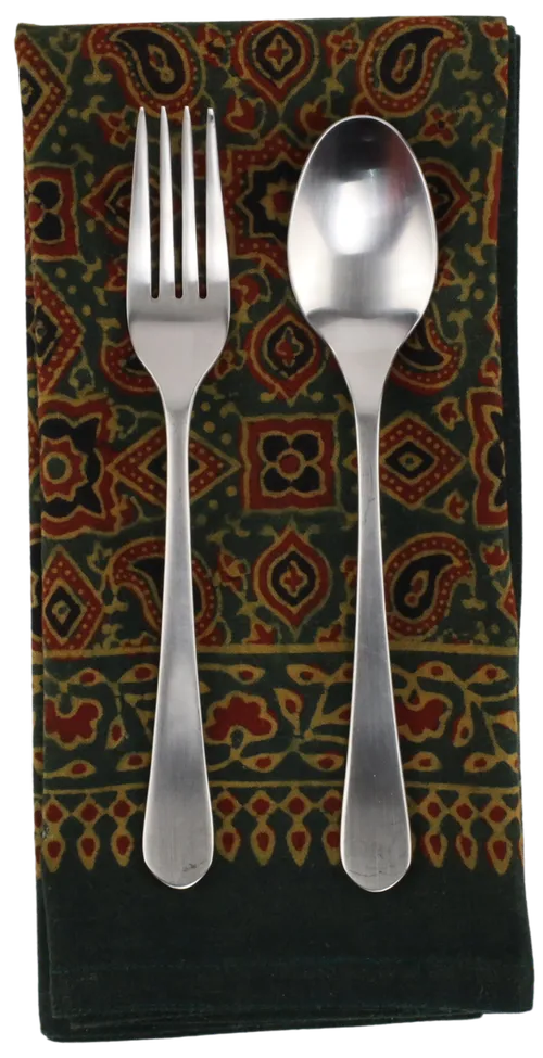 Dark Green With Red & Gold Paisley Pattern Napkin