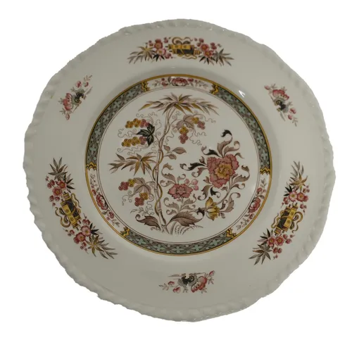 White Ceramic Side Plate With Bamboo Floral Print