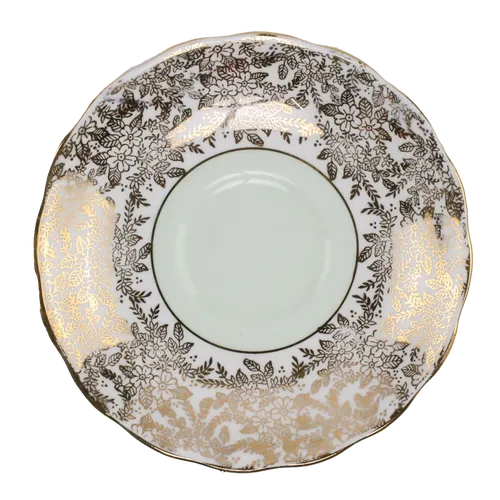 Gold Whimsical Flowers Saucer