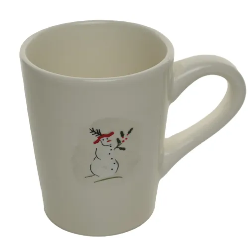 White Snowman & Holly Christmas Mug