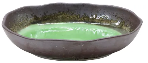 Brown & Green Glazed Ceramic Bowl