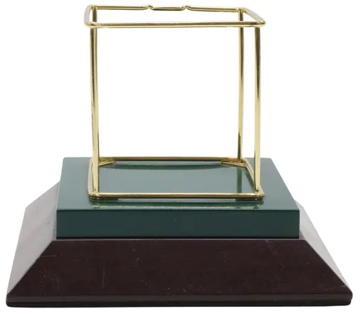 Gold Metal Box On Wood Base