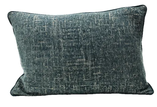 Teal & White Throw Pillow With Solid Velvet  Teal Back
