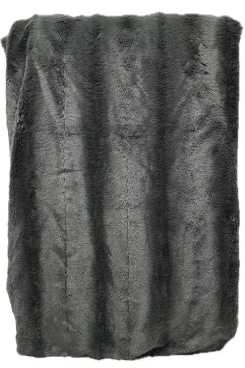 Black Faux Fur Low Pile Throw Blanket