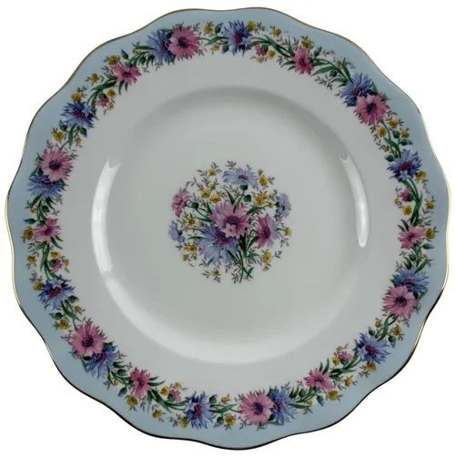Blue & Pink Cornflower Bone China Dinner Plate
