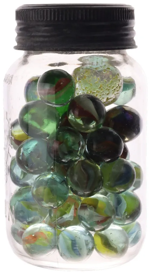 Antique Glass Jar With Marbles