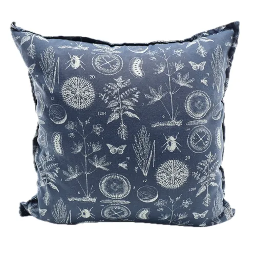 Navy Blue Botanical Throw Pillow