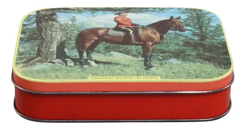 Vintage Red Tin Container With Canadian Mountie