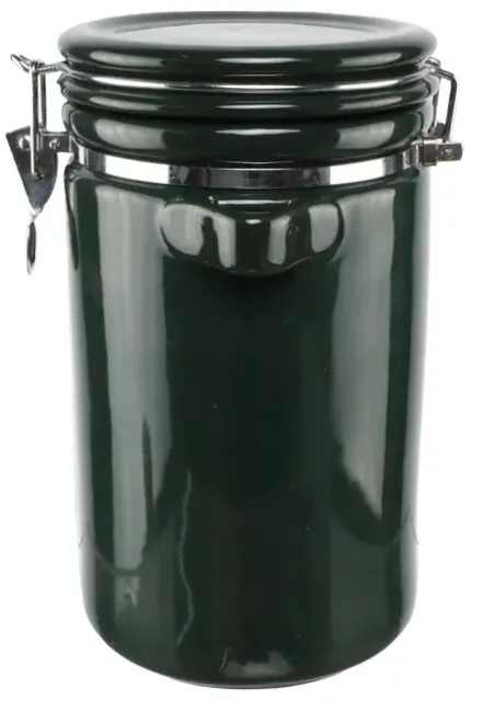 Forest Green Ceramic Canister With Latching Lid - Large