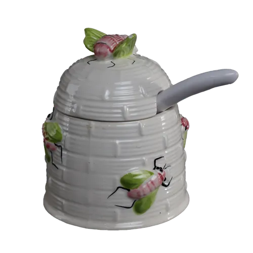 Pink Bee Beehive Honey Pot