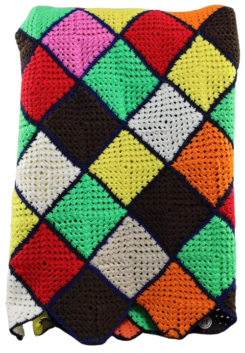 Multicolour Squares Afghan Blanket