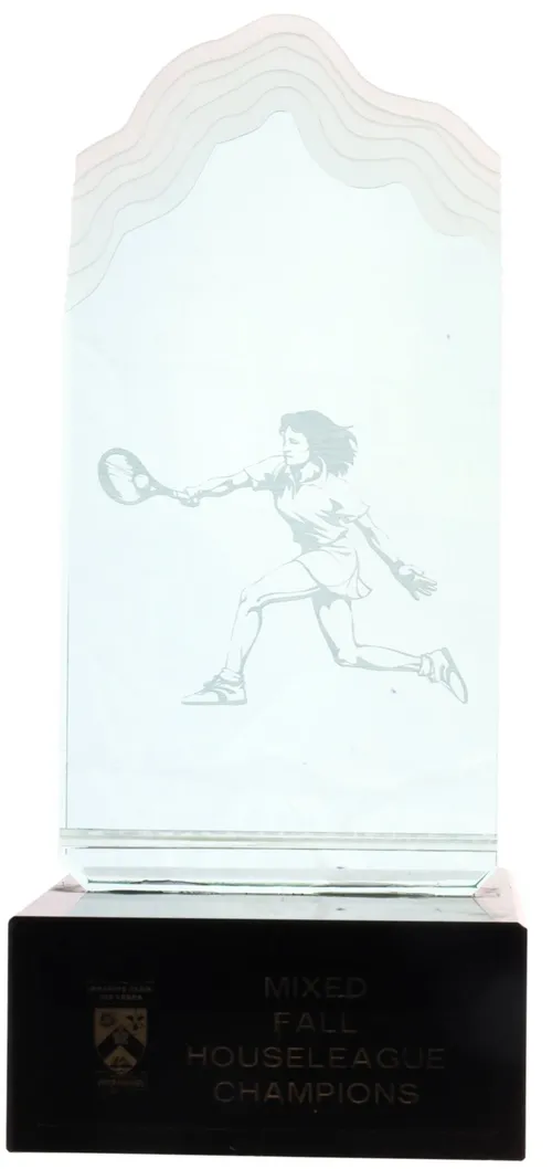 Etched Crystal Tennis Trophy Award