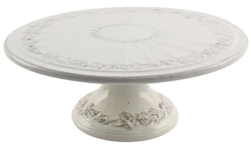 French White Patterned Ceramic Cake Stand