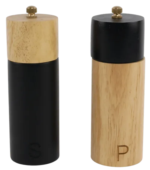 Natural Wood & Black Salt & Pepper Set