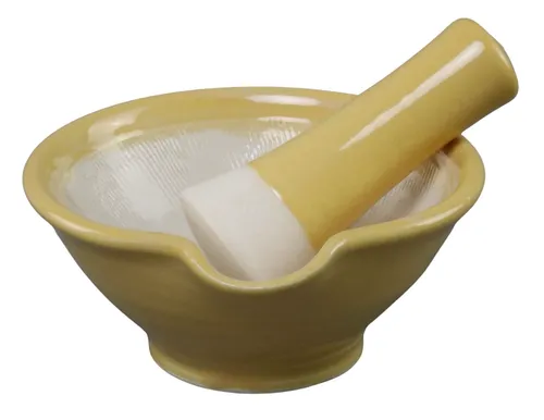 Yellow Ceramic Mortar & Pestle