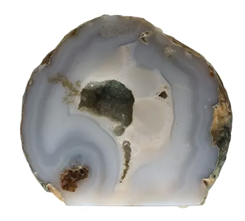 Natural Polished Agate Geode With Unpolished Exterior