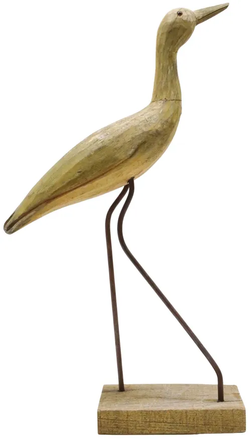Wood Carved Shorebird On Base