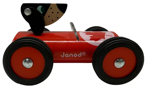 Red Wood Car With Bear