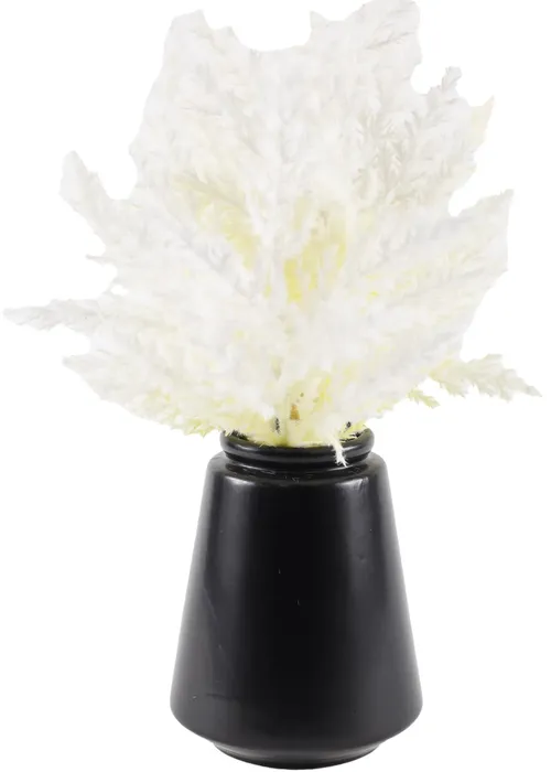 Artificial White Feather Grass In Black Vase