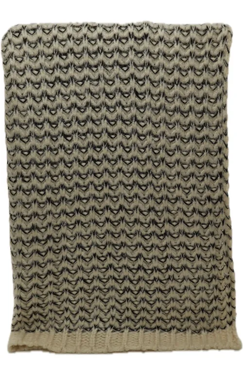 Knit Cream & Black Throw Blanket