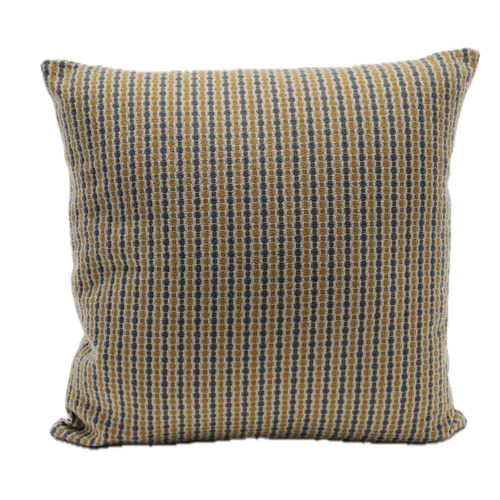 Raw Umber Davy's Grey Dot Dash Yellow Throw Pillow