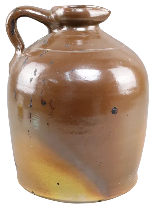 Antique Brown & Gold Stoneware Crock Jug