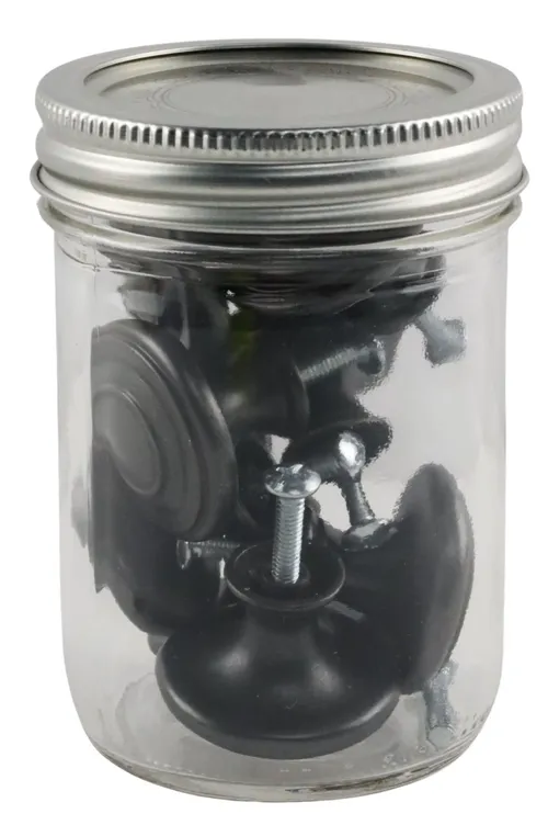 Clear Glass Jar With Black Drawer Knobs