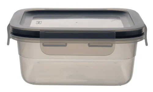 Clear Plastic Reusable Container With Snap Lid & Blue Rim