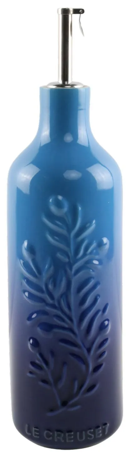 Blue Leaf Ceramic Oil Bottle
