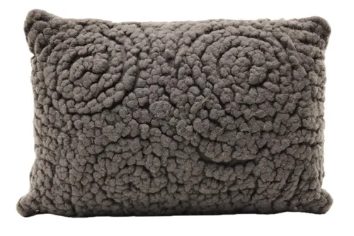 Fossil Grey Wool Poodle Puff Throw Pillow