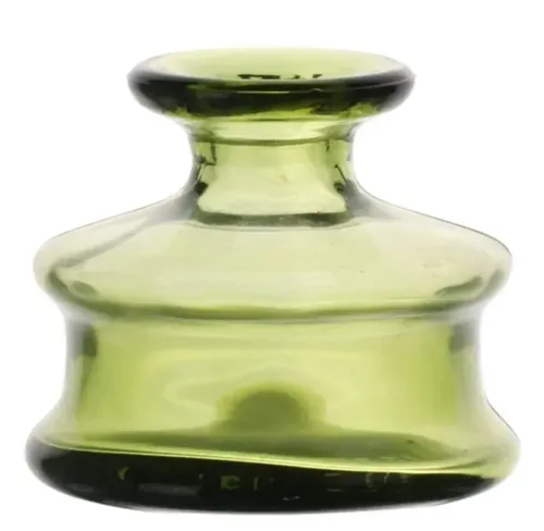 Antique Clear Green Glass Inkwell 