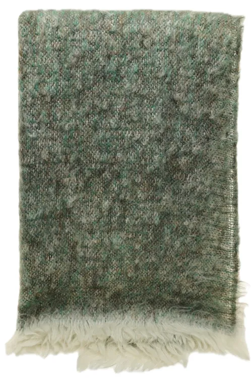 Hunter Green & Brown Mohair Throw Blanket