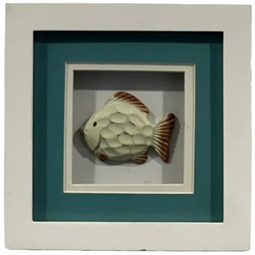 Wood Fish In White Frame
