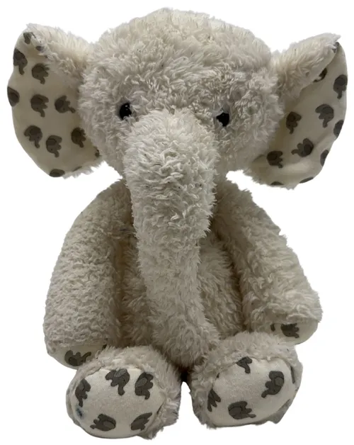 Cream Stuffed Elephant With Elephant Print Plush