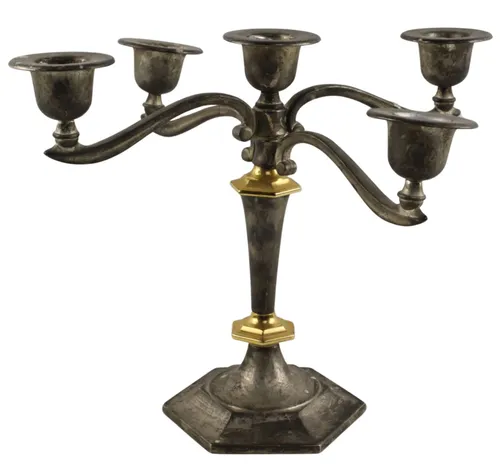 Silver Plated Candelabra With Gold Accent