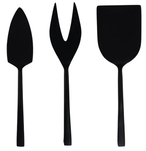Black Slim Metal Cheese Knife 3 Piece Set