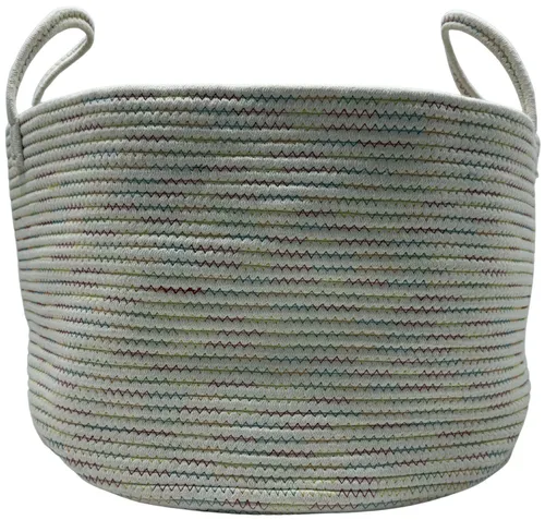 White Woven With Rainbow Zig Zag Storage Basket XL
