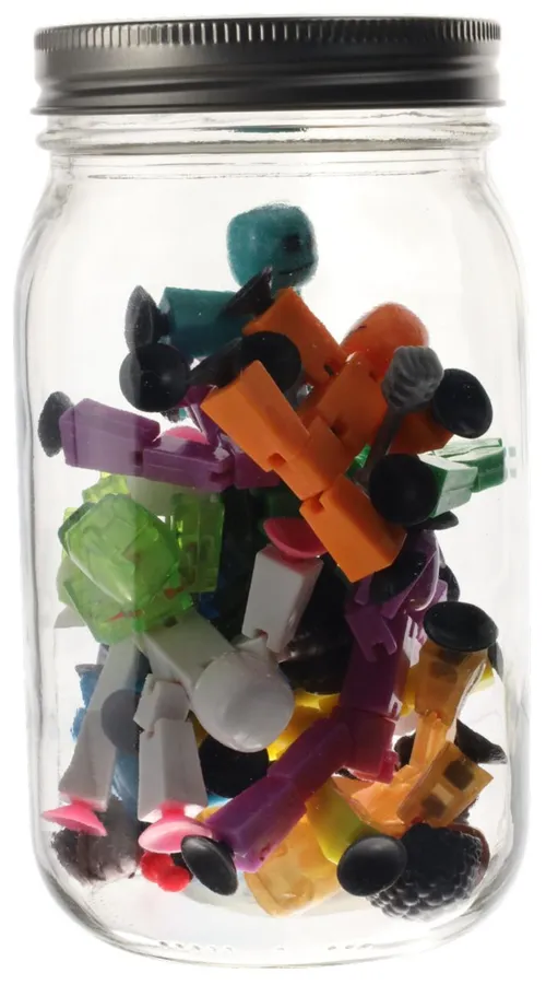 Clear Glass Jar With Block Figures