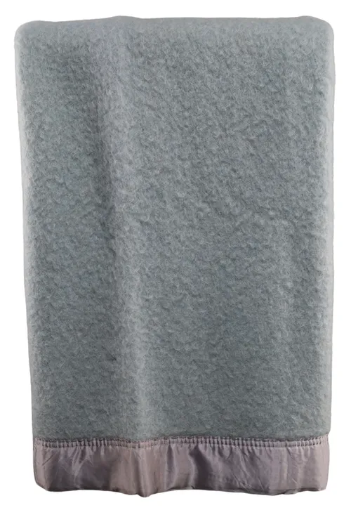 Baby Blue Wool Baby Blanket With Blue Silk Trim