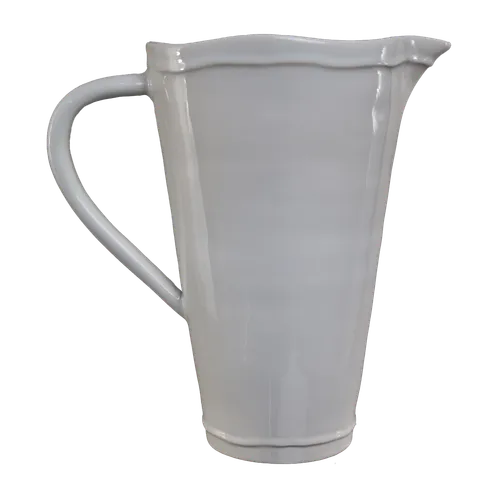 White Upward Fluted Ceramic Pitcher