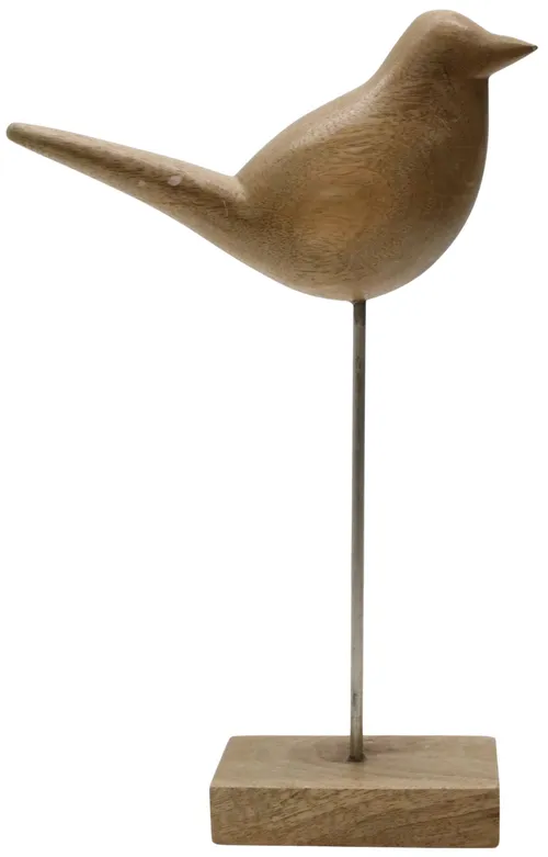 Mango Wood Bird On Wood Base 