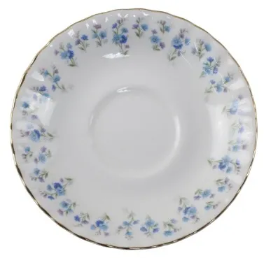 White & Gold With Blue Flowers Porcelain Saucer