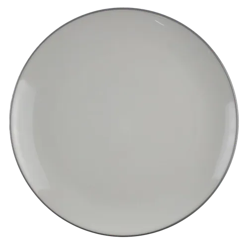 Off White With Grey Rim Dinner Plate