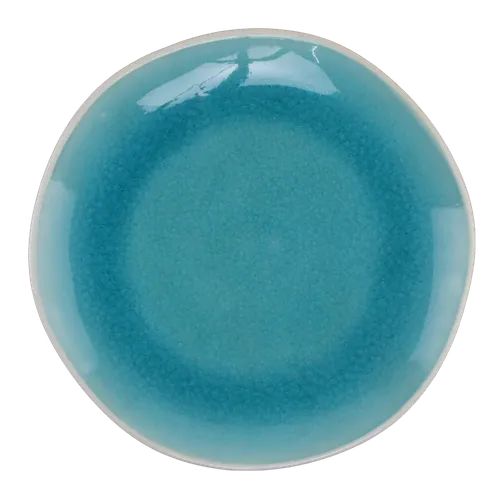Teal Blue Crackle With White Rim Side Plate