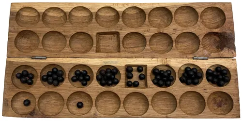 Folding Carved Wood Mancala Game Board