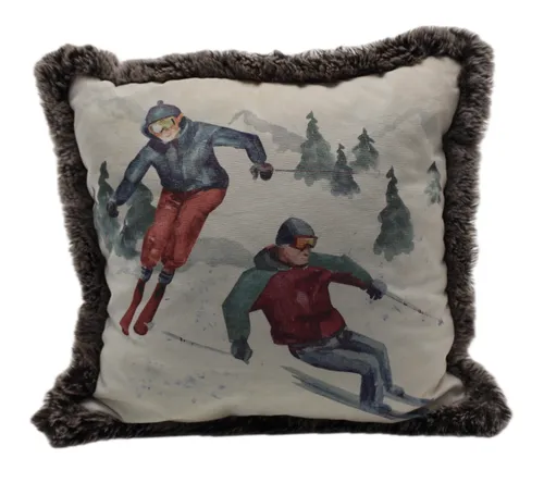 Brad & Jake Winter Ski Throw Pillow