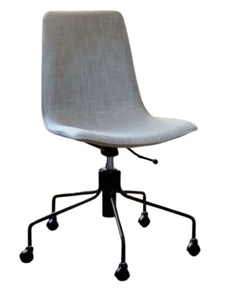 Grey Linen Upholstered Swivel Office Chair