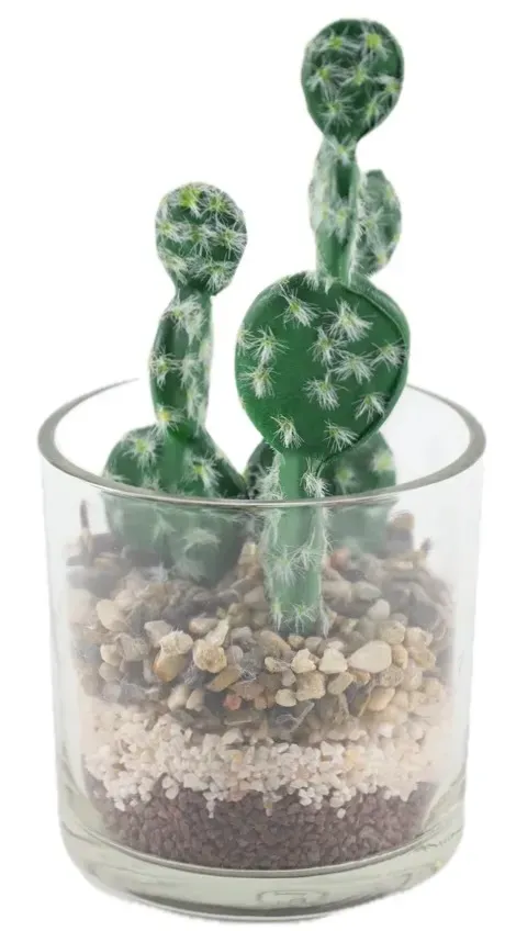 Artificial African Bonsai Cacti In Clear Glass Jar